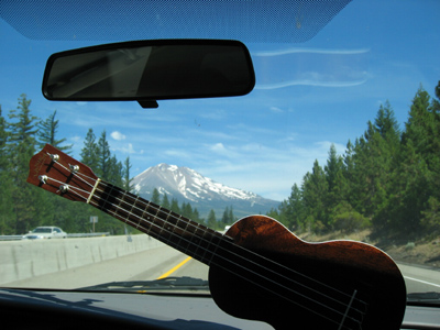 Mt Shasta from a Moving Car